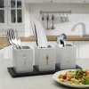Towle® Living 3 Piece Flatware Caddy with Wood Tray- Flatware Caddies