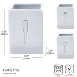 Towle® Living 3 Piece Flatware Caddy with Wood Tray- Flatware Caddies