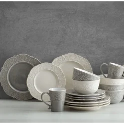 Pfaltzgraff® Abby Gray 16 Piece Dinnerware Set, Service for 4- Dinnerware Service For 4