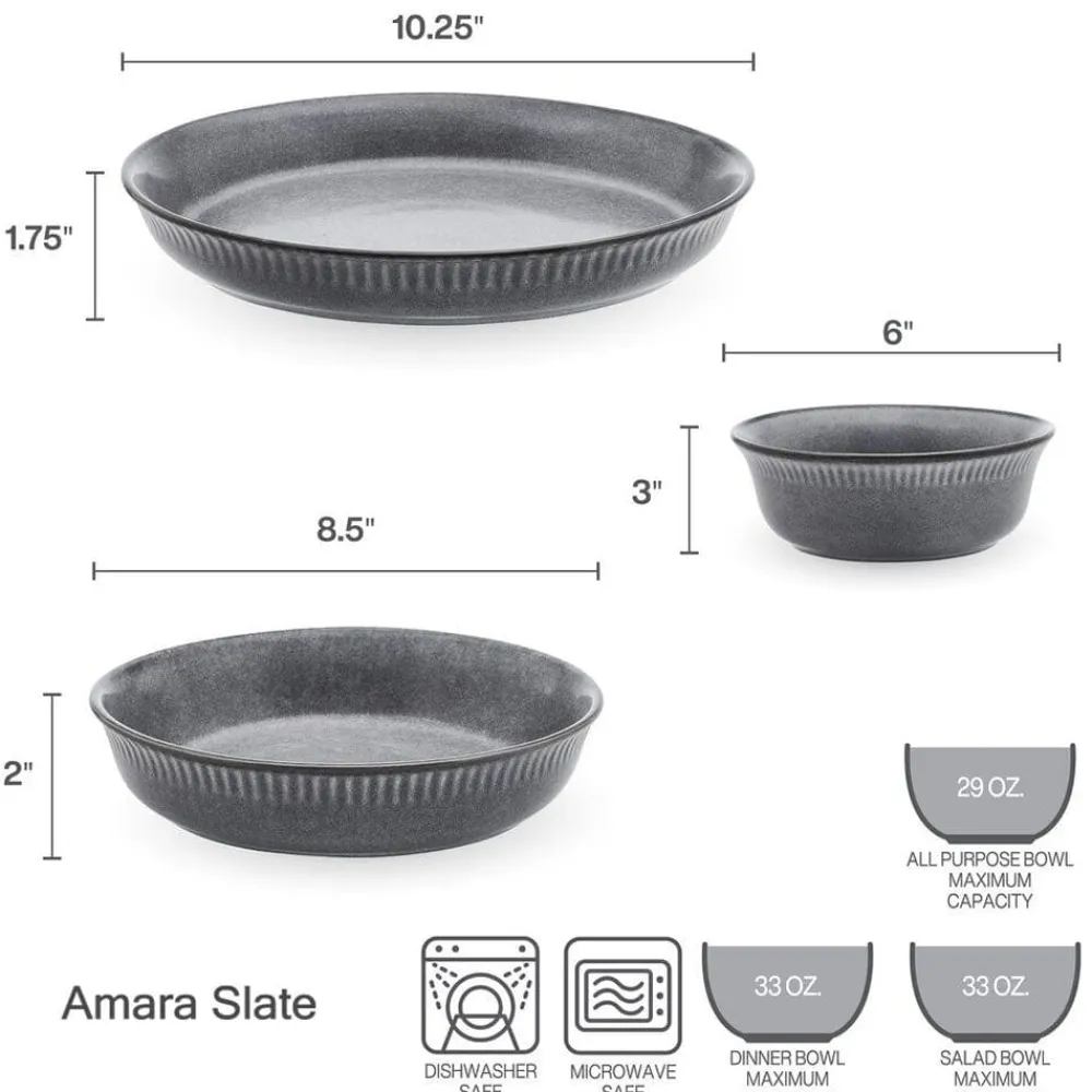 Pfaltzgraff® Amara Slate 6 Piece Dinnerware Bowl Set, Service for 2- Soup Cereal Bowls