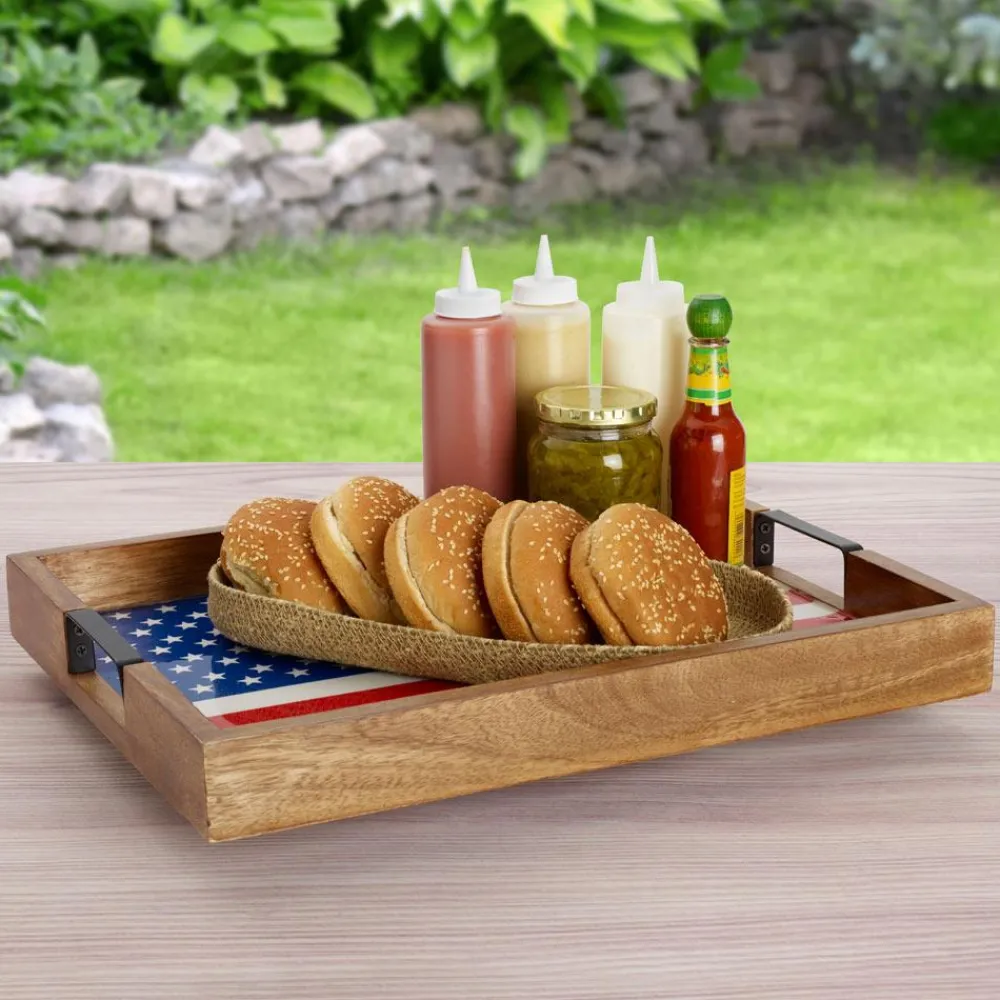 Gourmet Basics® American Flag Lazy Susan Serve Tray- Lazy Susans