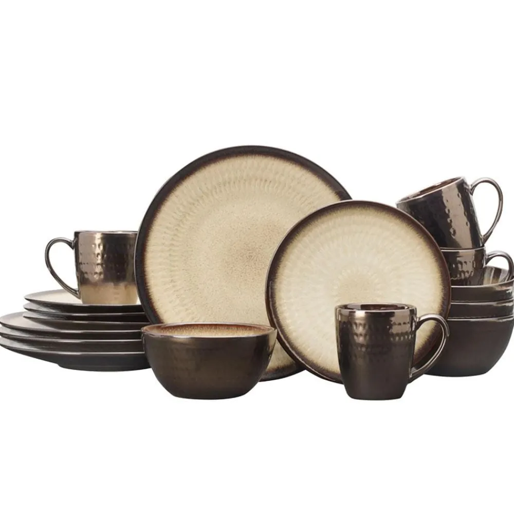 Gourmet Basics® Anastasia Cream 16 Piece Dinnerware Set, Service for 4- Dinnerware Service For 4
