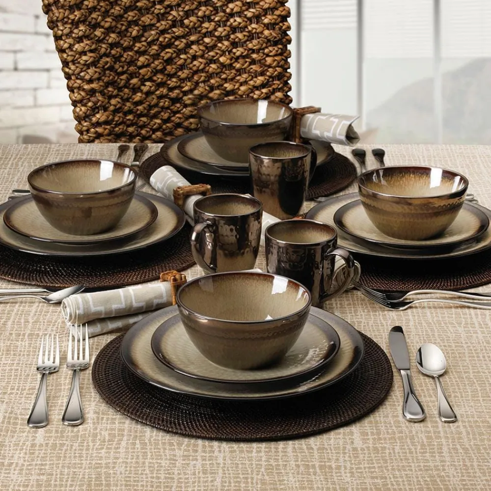 Gourmet Basics® Anastasia Cream 16 Piece Dinnerware Set, Service for 4- Dinnerware Service For 4