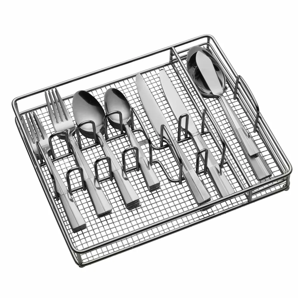 Pfaltzgraff® Arabesque Frost 42 Piece Flatware Set with Caddy, Service for 8- Sets