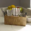 Gourmet Basics® Avery Checkered Flatware Wood Caddy- Flatware Caddies