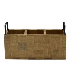 Gourmet Basics® Avery Checkered Flatware Wood Caddy- Flatware Caddies