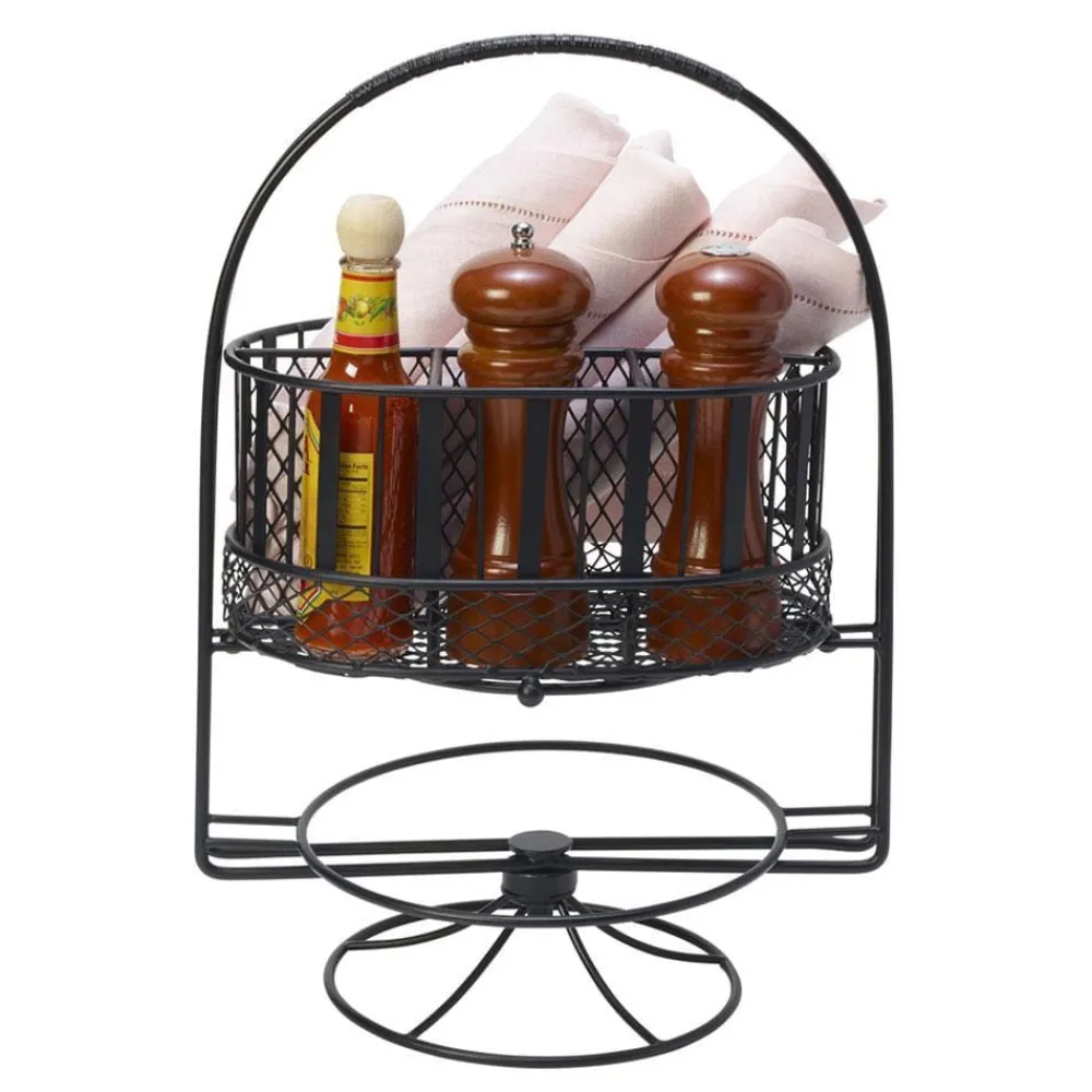 Gourmet Basics® Band and Stripe Swivel Hostess Buffet Storage Caddy- Flatware Caddies|Fruit And Storage Baskets
