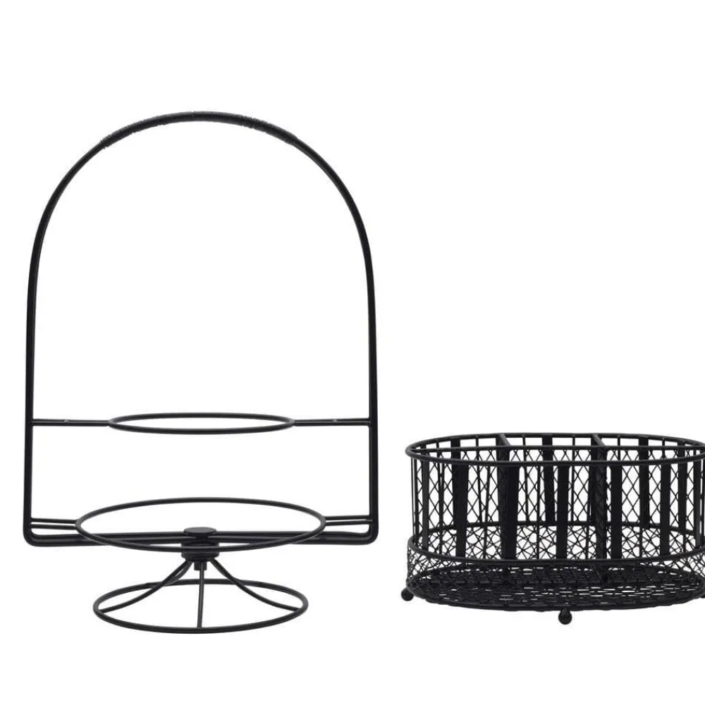 Gourmet Basics® Band and Stripe Swivel Hostess Buffet Storage Caddy- Flatware Caddies|Fruit And Storage Baskets