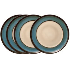Gourmet Basics® Belmont Set of 4 Blue Round Dinner Plates- Dinner Plates