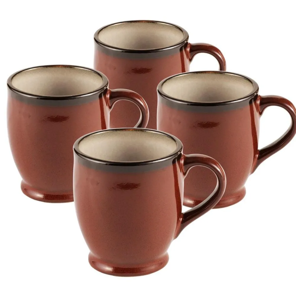 Gourmet Basics® Belmont Set of 4 Red Mugs- Coffee Mugs