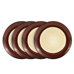 Gourmet Basics® Belmont Set of 4 Red Round Dinner Plates- Dinner Plates