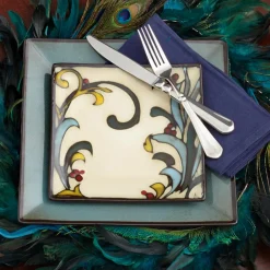 Gourmet Basics® Belmont Set of 4 Square Leaves Salad Plates- Salad Plates