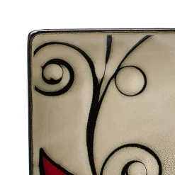 Gourmet Basics® Belmont Set of 4 Square Red Vine Salad Plates- Salad Plates