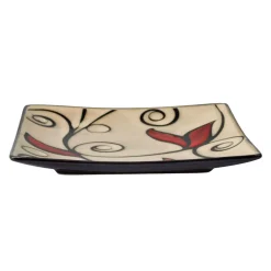 Gourmet Basics® Belmont Set of 4 Square Red Vine Salad Plates- Salad Plates