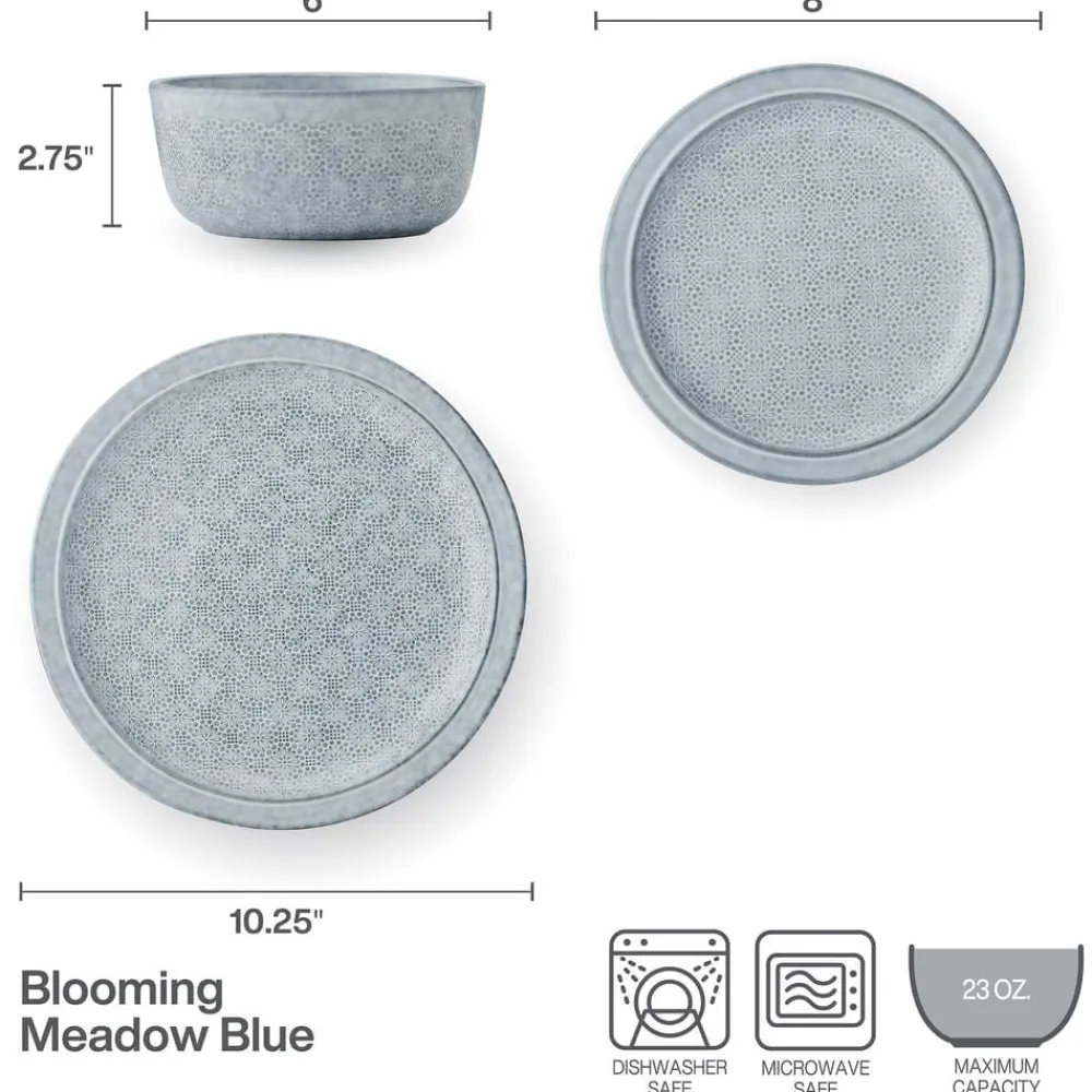 Pfaltzgraff® Blooming Meadow Blue 12 Piece Dinnerware Set, Service for 4- Dinnerware Service For 4
