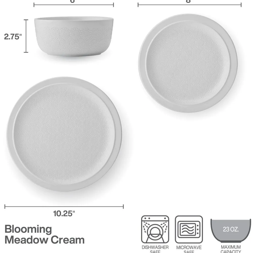 Pfaltzgraff® Blooming Meadow Cream 12 Piece Dinnerware Set, Service for 4- Dinnerware Service For 4