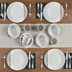 Studio Nova Brushed Lines 16 Piece Dinnerware Set, Service for 4- Dinnerware Service For 4