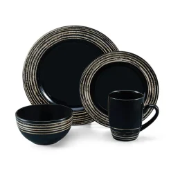Pfaltzgraff® Bryson Black 16 Piece Dinnerware Set, Service for 4- Dinnerware Service For 4