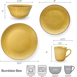 Pfaltzgraff® Bumble Bee Yellow 16 Piece Dinnerware Set, Service for 4- Dinnerware Service For 4