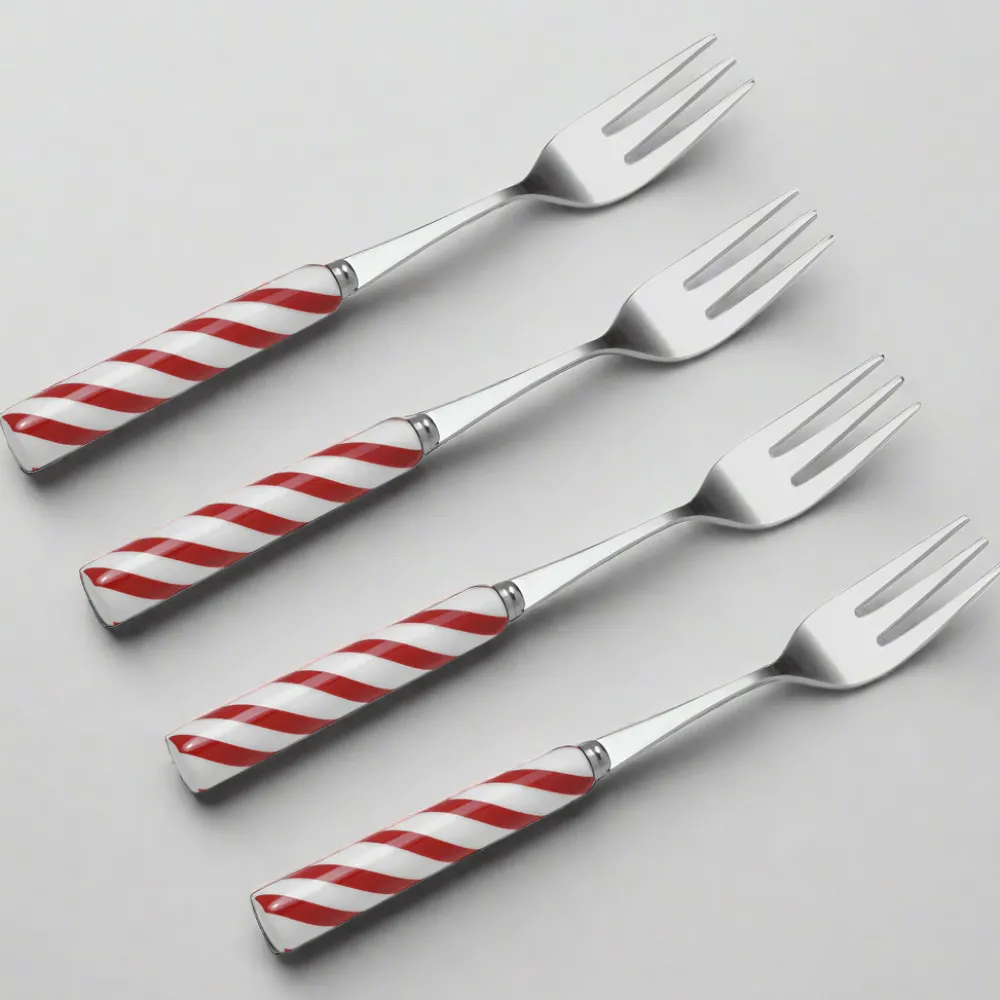 International® Silver Candy Cane Set of 4 Appetizer Forks- Openstock|Sets