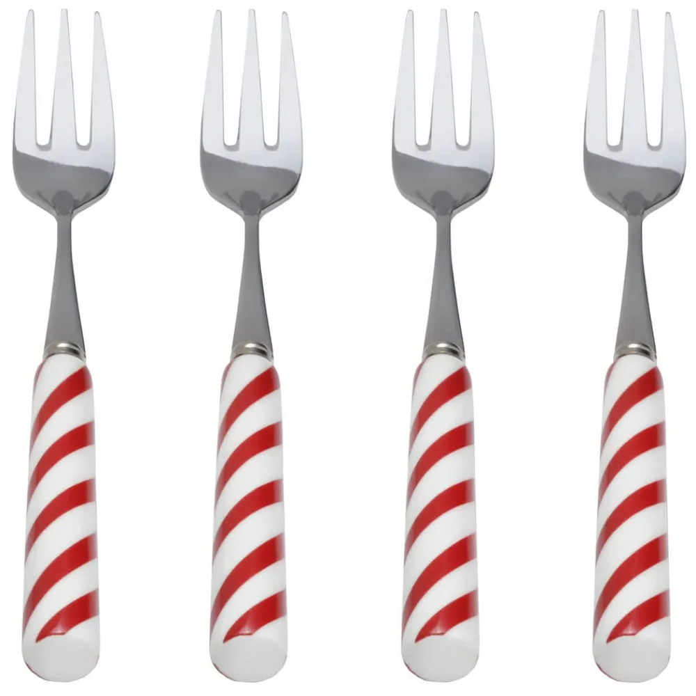 International® Silver Candy Cane Set of 4 Appetizer Forks- Openstock|Sets