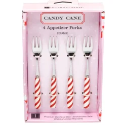 International® Silver Candy Cane Set of 4 Appetizer Forks- Openstock|Sets