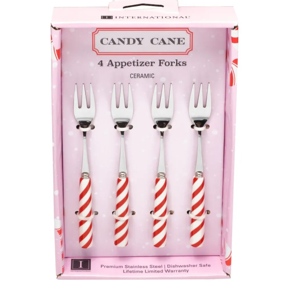International® Silver Candy Cane Set of 4 Appetizer Forks- Openstock|Sets