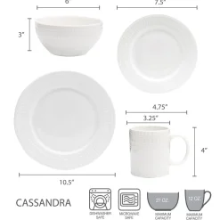 Pfaltzgraff® Cassandra 16 Piece Dinnerware Set, Service for 4- Dinnerware Service For 4
