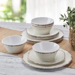Pfaltzgraff® Chateau Cream 12 Piece Outdoor Melamine Dinnerware Set, Service for 4- Dinnerware Service For 4