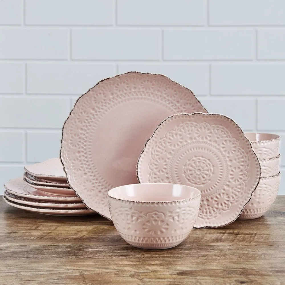 Pfaltzgraff® Chateau Pink 12 Piece Dinnerware Set, Service for 4- Dinnerware Service For 4