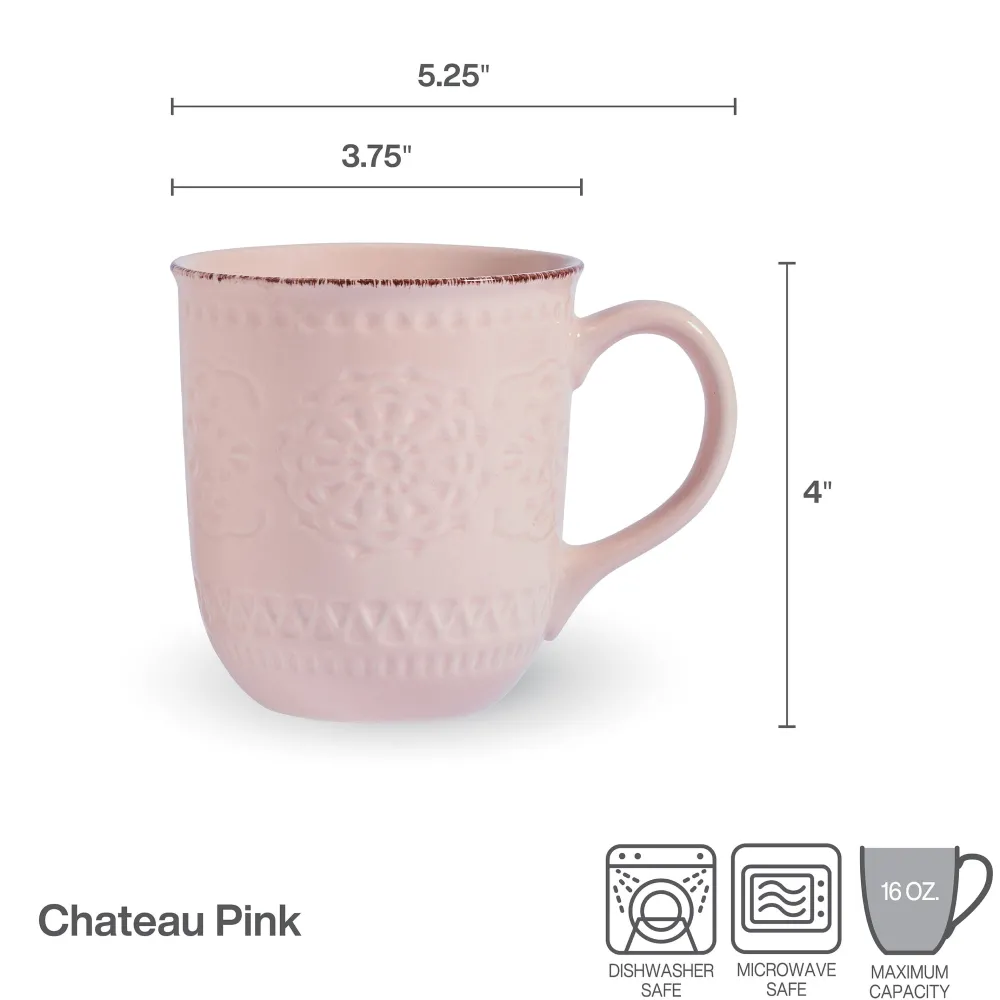 Pfaltzgraff® Chateau Pink Set of 4 Mugs- Coffee Mugs