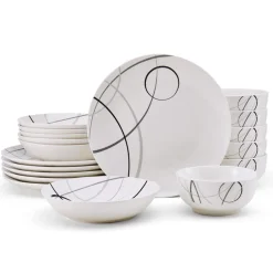 Studio Nova Circles 18 Piece Dinnerware Set, Service for 6- Dinnerware Service For 6