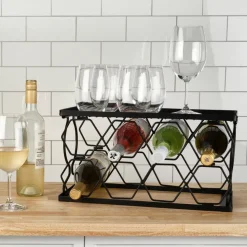 Gourmet Basics® Collapsible Stackable 8 Bottle Wine Rack- Fruit And Storage Baskets