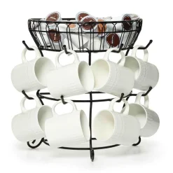 Gourmet Basics® Countryside Mug Tree with Basket- Fruit And Storage Baskets