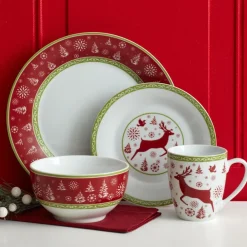 Pfaltzgraff® Dancing Snowflakes Dinnerware Set- Dinnerware Service For 8|Dinnerware Service For 4