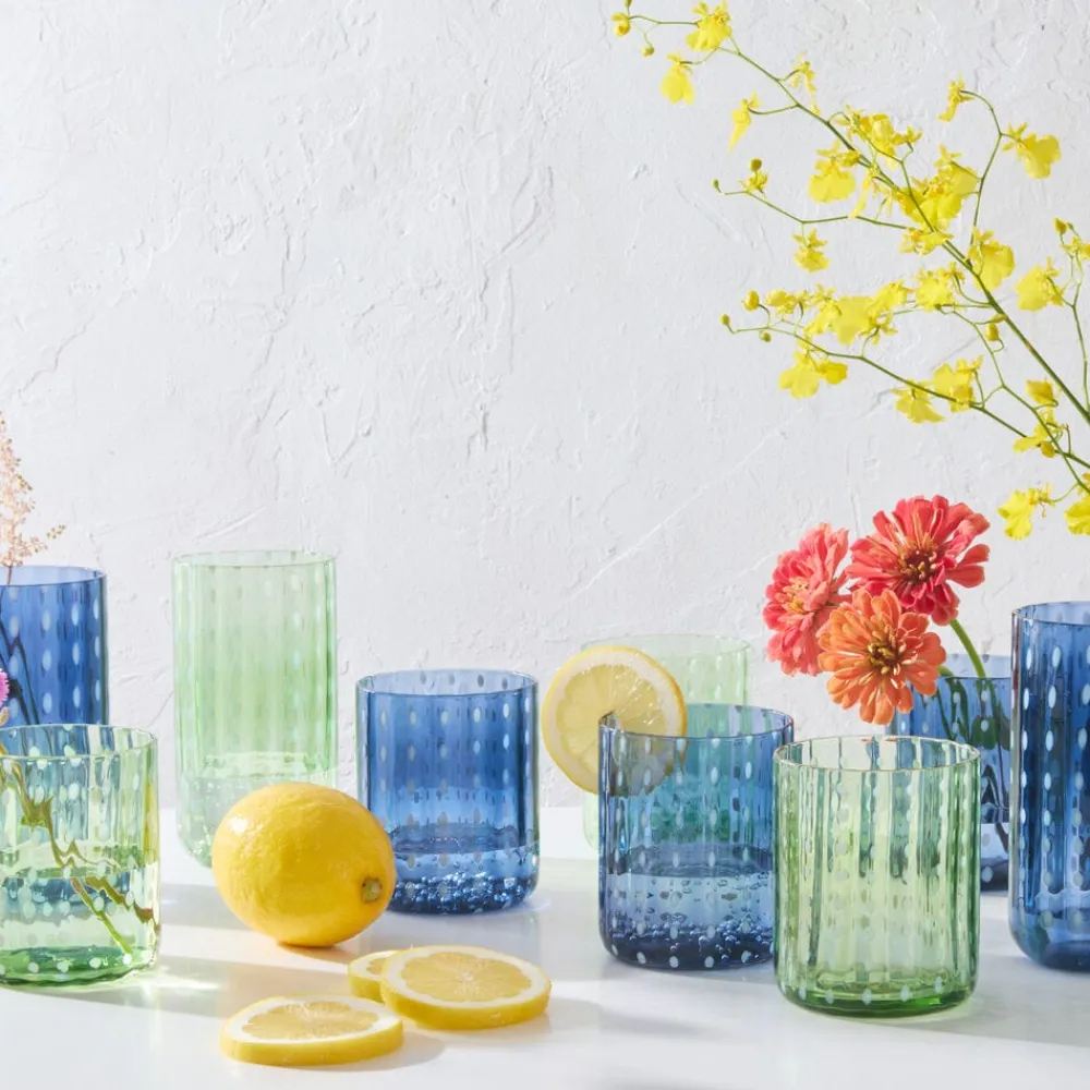 Darbie Angell Dappled Clouds Cobalt Set of 4 Highball Glasses- Drinking Glasses