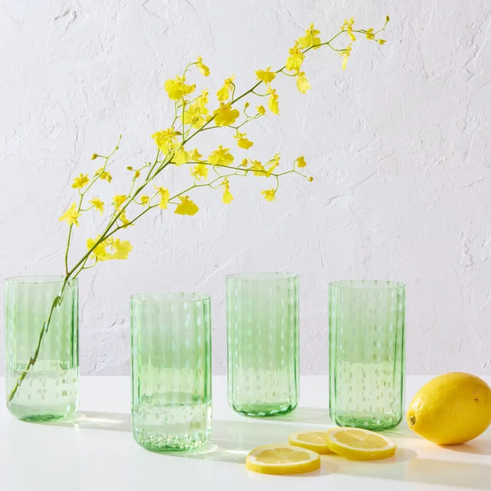 Darbie Angell Dappled Clouds Seafoam Set of 4 Highball Glasses- Drinking Glasses