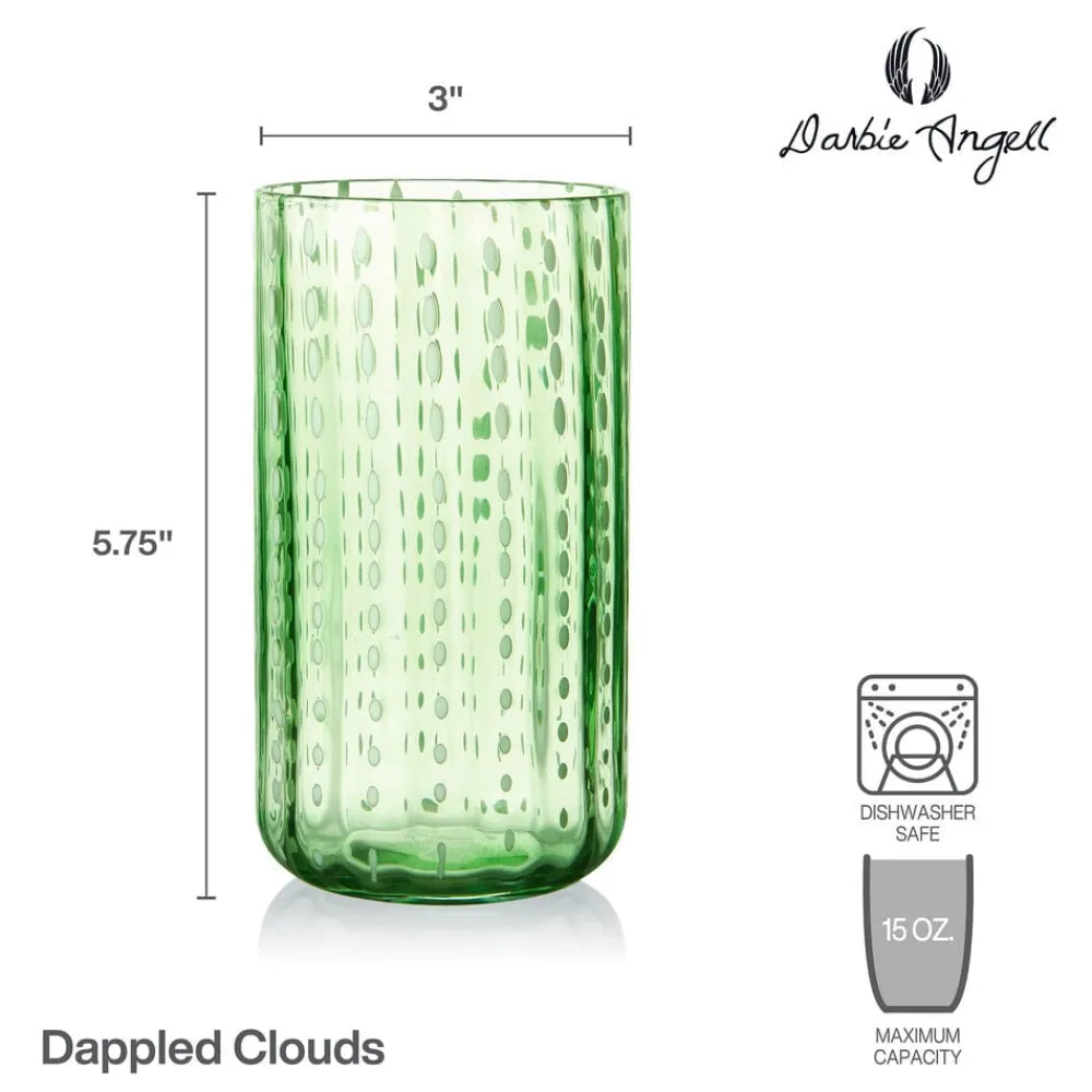 Darbie Angell Dappled Clouds Seafoam Set of 4 Highball Glasses- Drinking Glasses