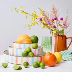 Darbie Angell Happy Spring Summer 9 piece Bowl Set, Service for 3- Pasta Bowls