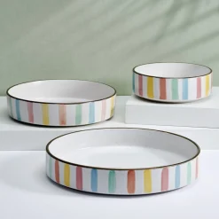 Darbie Angell Happy Spring Summer 9 piece Bowl Set, Service for 3- Pasta Bowls
