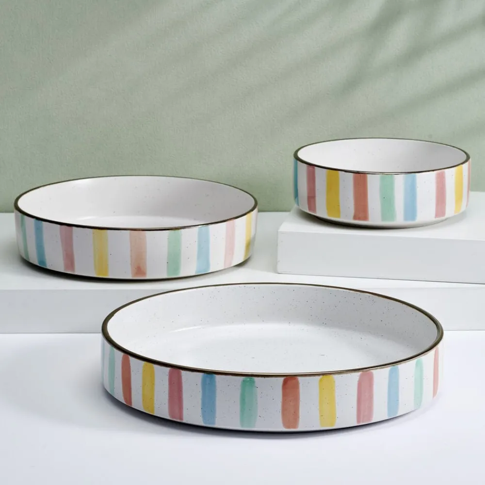 Darbie Angell Happy Spring Summer 9 piece Bowl Set, Service for 3- Pasta Bowls