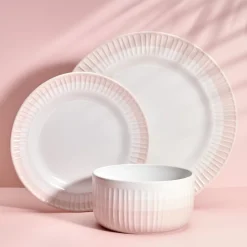 Darbie Angell Rising Up Blush 12 Piece Dinnerware Set, Service for 4- Dinnerware Service For 4