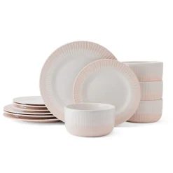 Darbie Angell Rising Up Blush 12 Piece Dinnerware Set, Service for 4- Dinnerware Service For 4