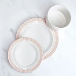 Darbie Angell Rising Up Blush 12 Piece Dinnerware Set, Service for 4- Dinnerware Service For 4