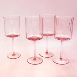 Darbie Angell Set of 4 Prismatic Blush Wine Glasses- Drinking Glasses
