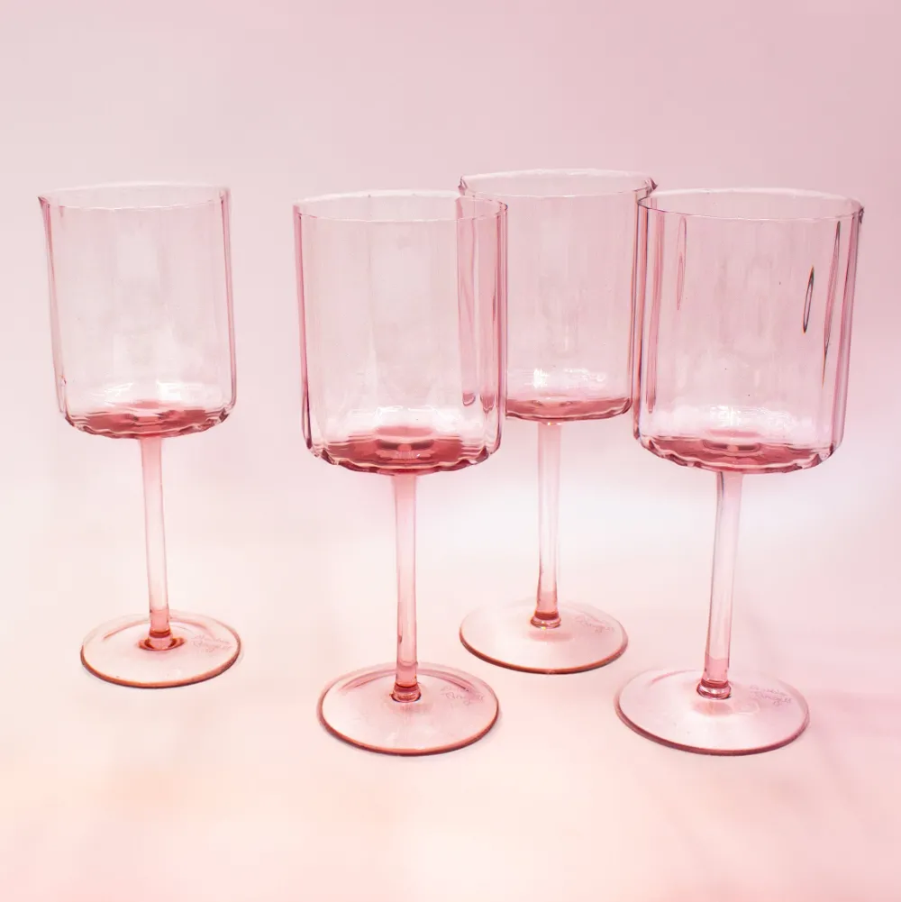 Darbie Angell Set of 4 Prismatic Blush Wine Glasses- Drinking Glasses