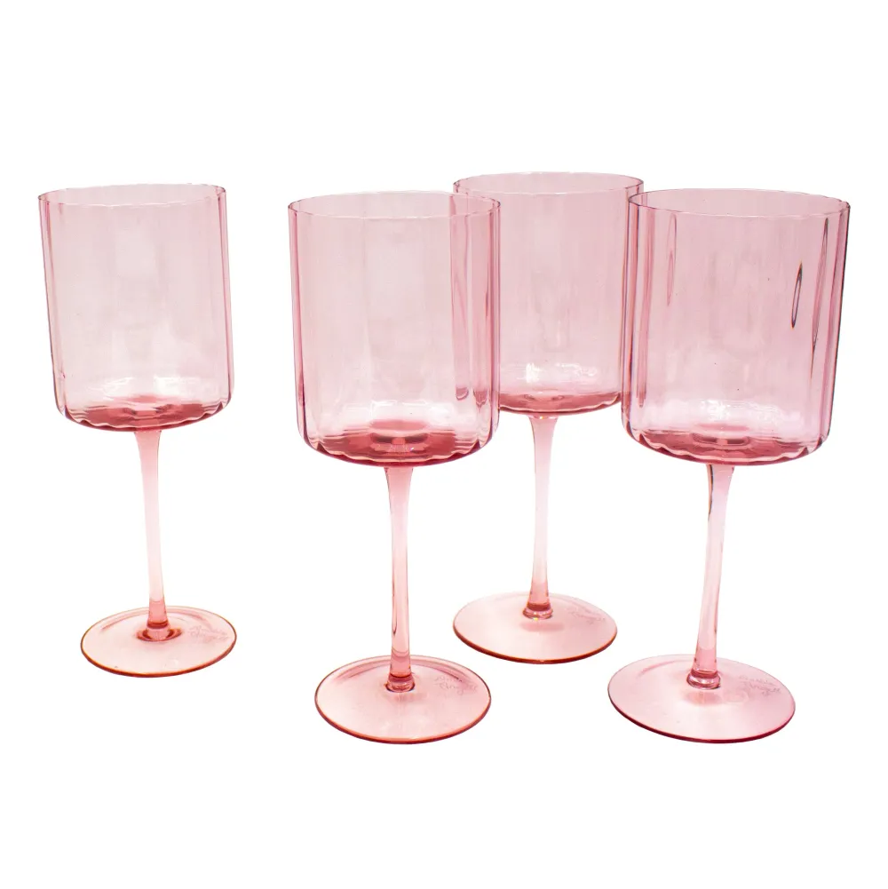 Darbie Angell Set of 4 Prismatic Blush Wine Glasses- Drinking Glasses