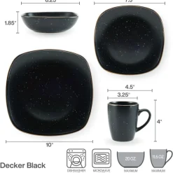 Pfaltzgraff® Decker Black 16 Piece Dinnerware Set, Service for 4- Dinnerware Service For 4