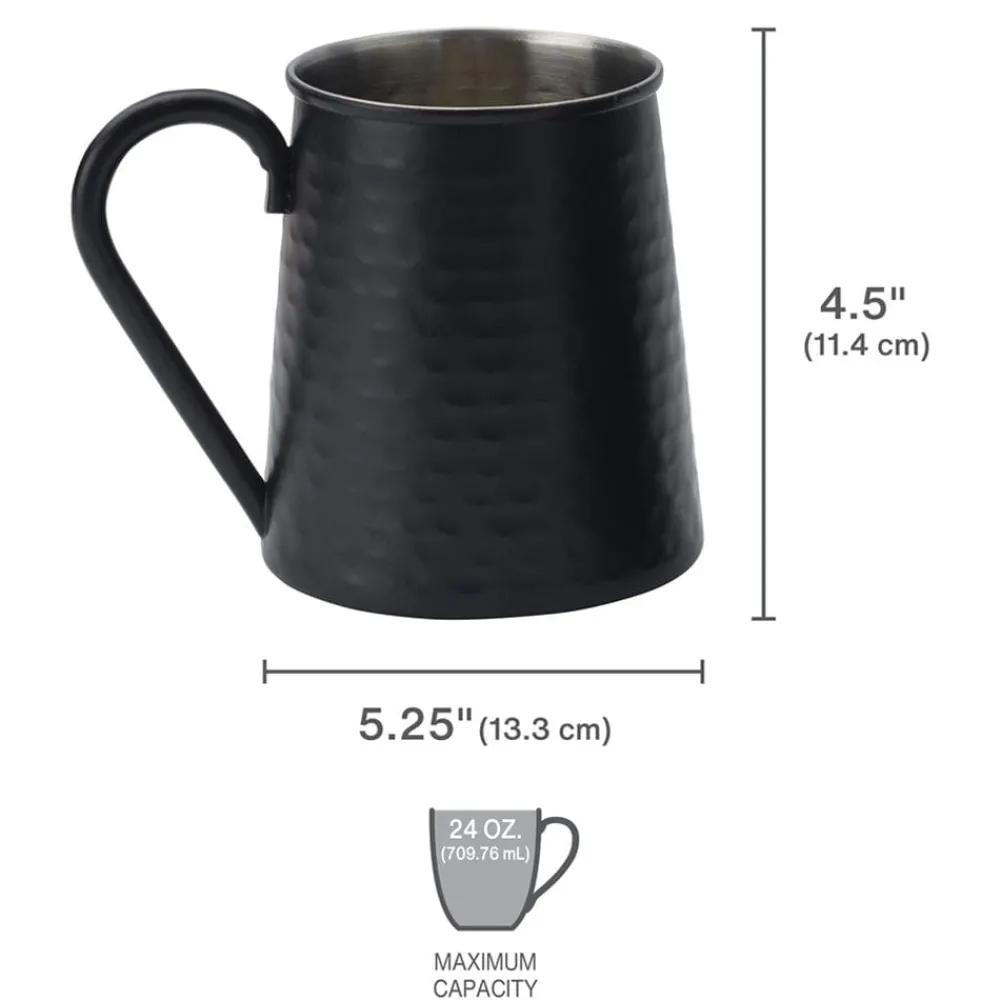 Drew and Jonathan Hammered Black Set of 2 Beer Mugs- Coffee Mugs