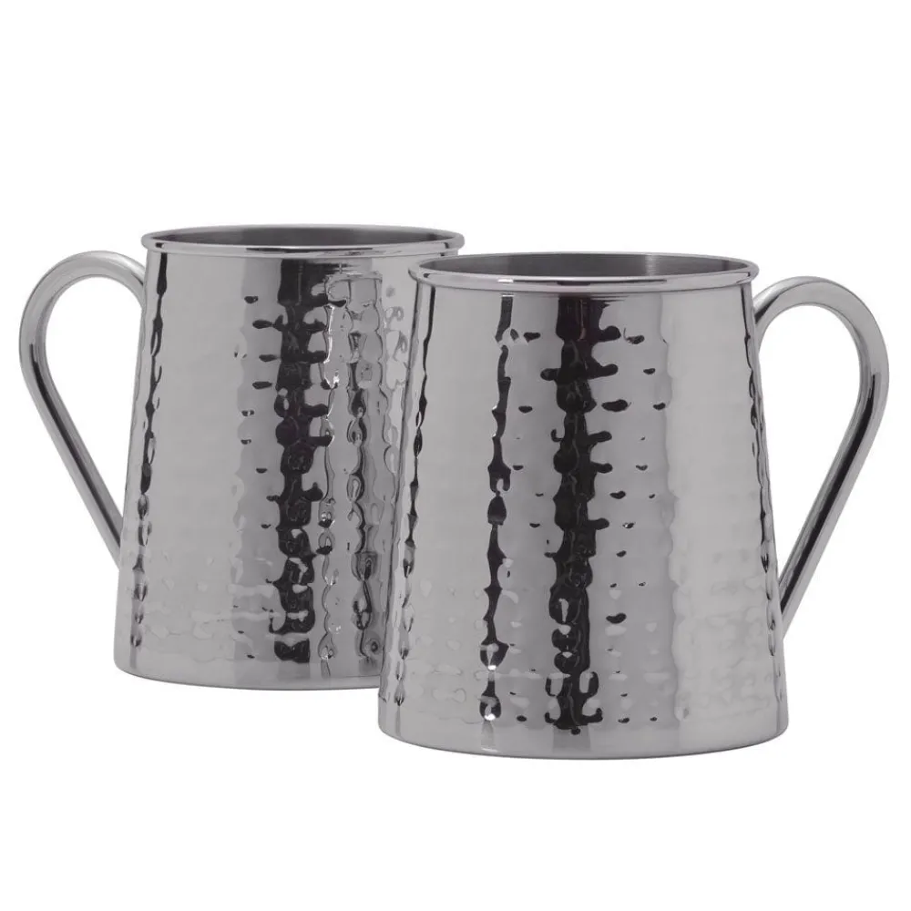 Drew and Jonathan Stainless Hammered Set of 2 Beer Mugs- Coffee Mugs
